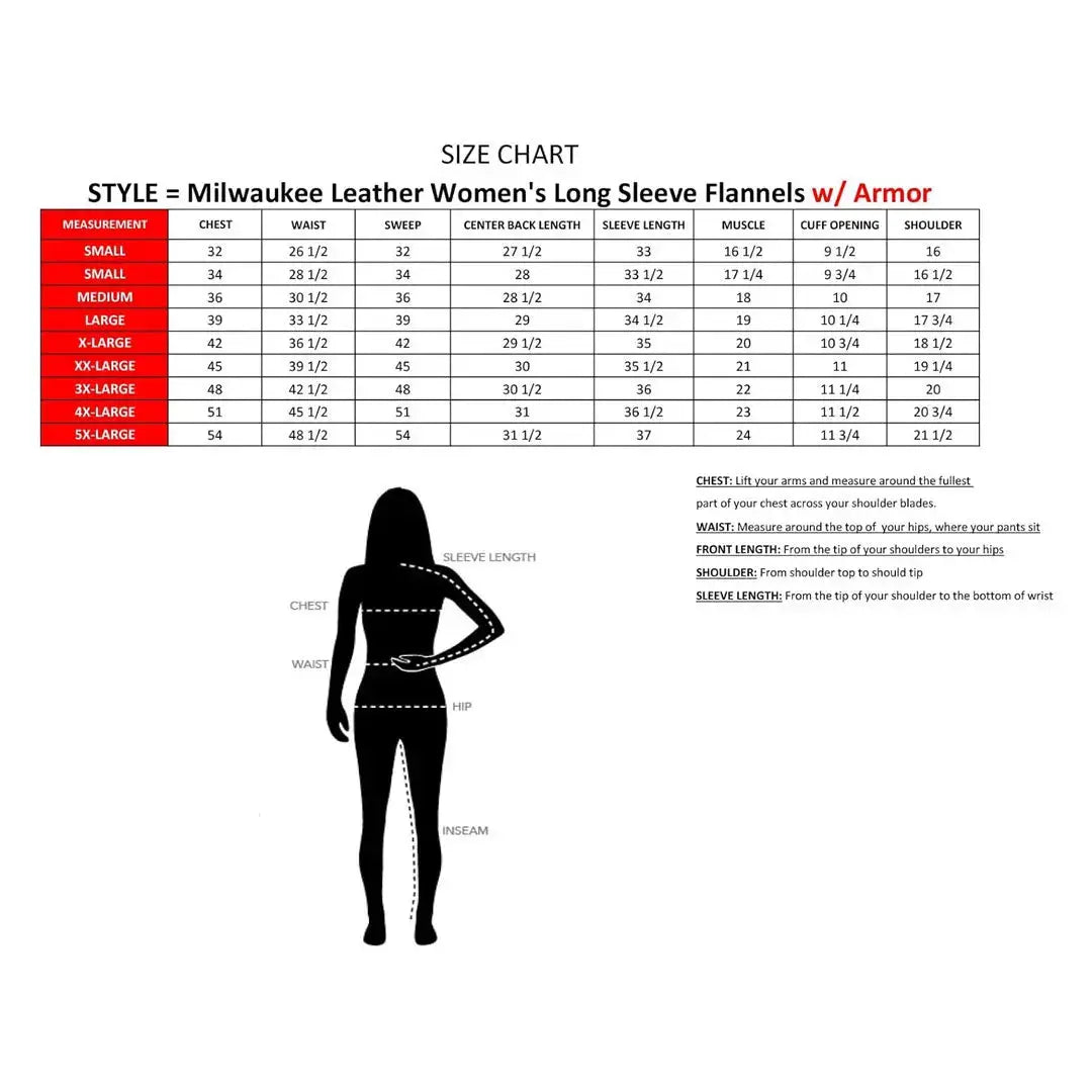 Milwaukee Leather Women's Armoured Plaid Snap Shirt Women's Armoured Shirts Boutique of Leathers/Open Road