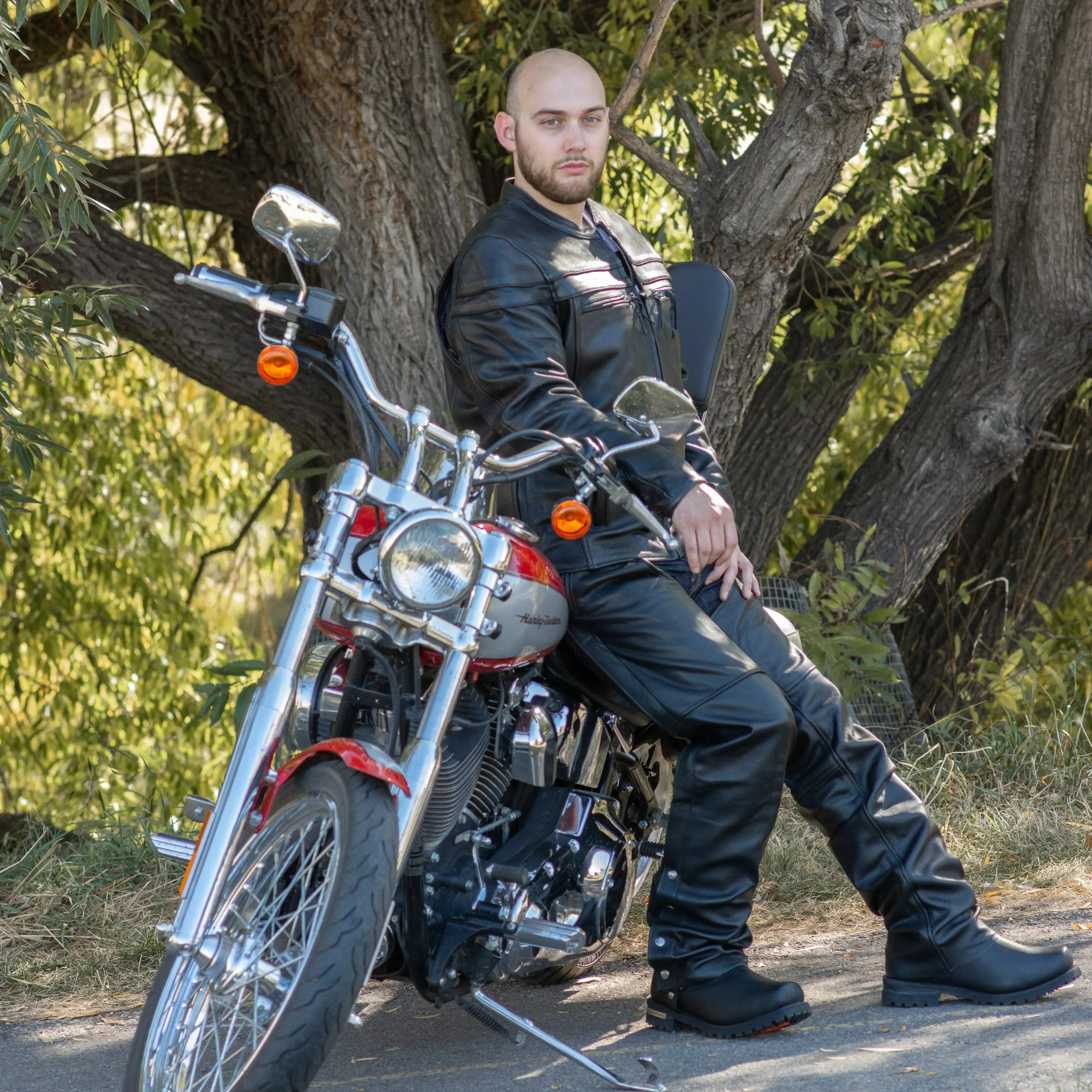 Open Road Unisex 4 Pocket Premium Leather Chaps Motorcycle Chaps Boutique of Leathers/Open Road