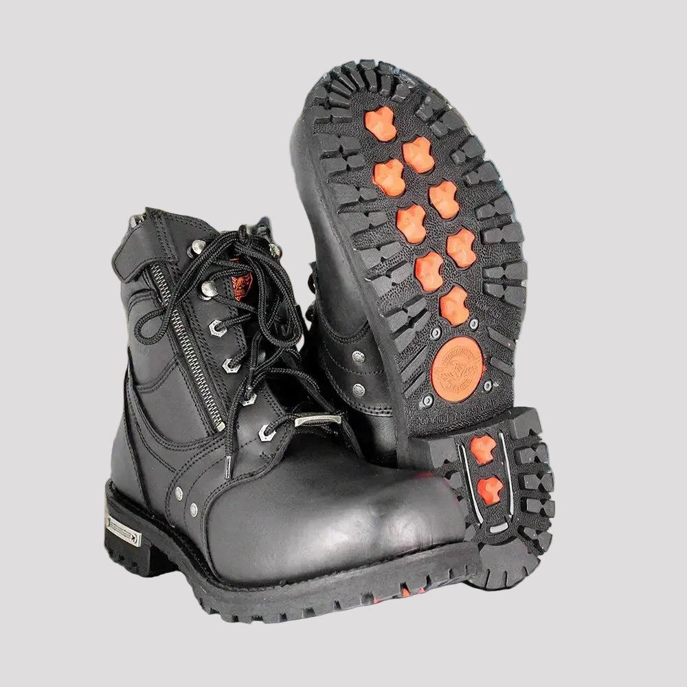 Milwaukee Leather Men's 6" Milwaukee Side Zip Lace Up Motorcycle Boots - Boutique of Leathers/Open Road