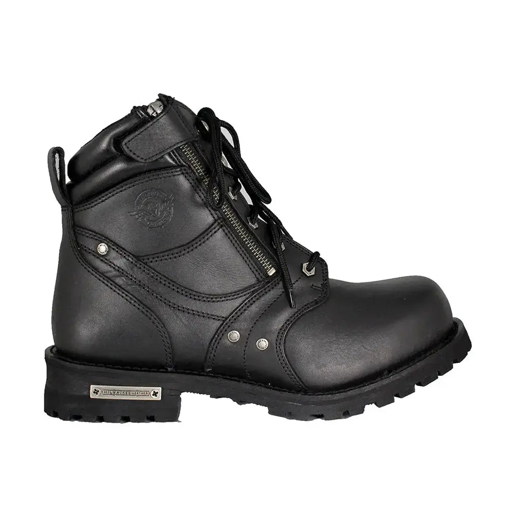 Milwaukee Leather Men's 6" Milwaukee Side Zip Lace Up Motorcycle Boots - Boutique of Leathers/Open Road