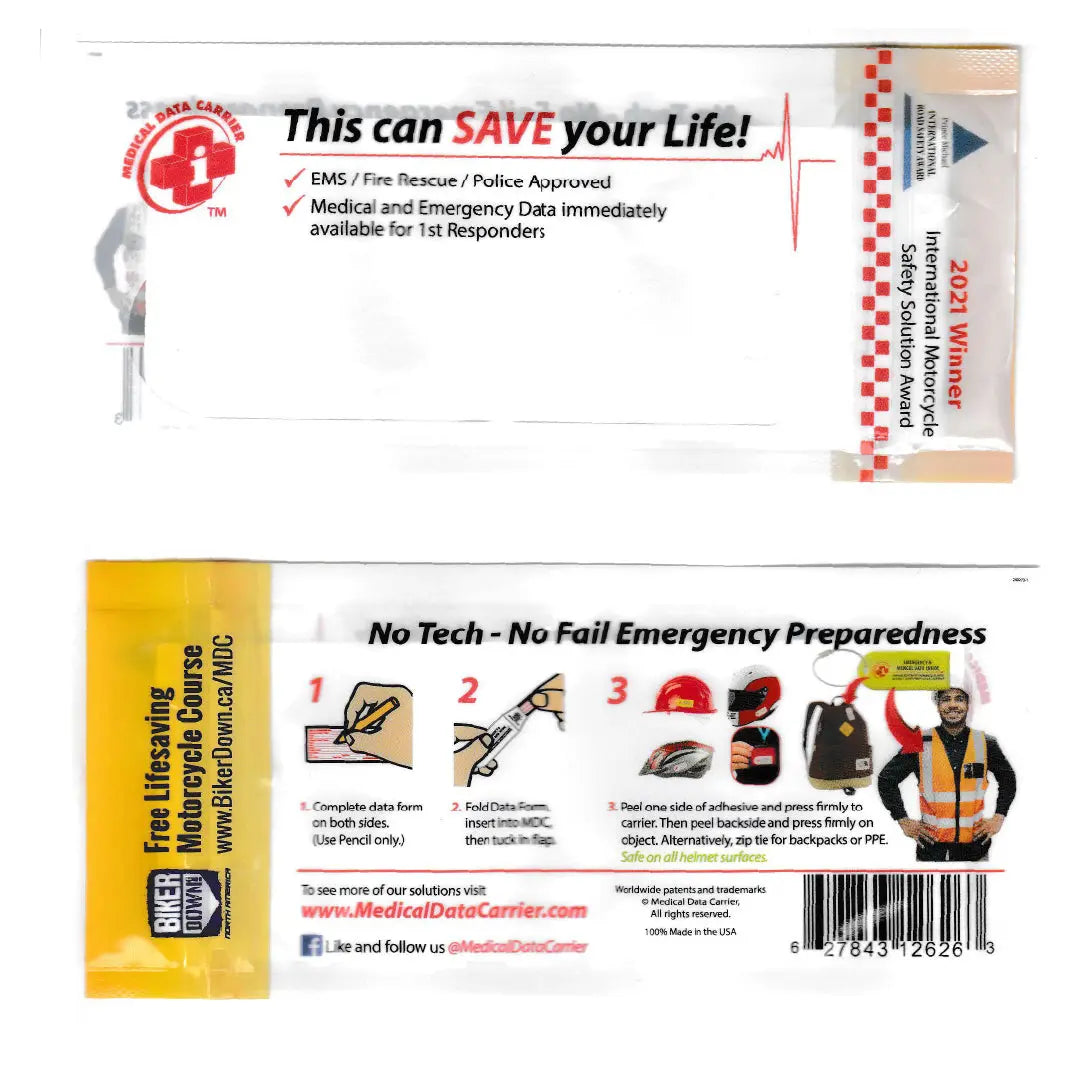 Medical Data Carrier – Essential Emergency ID for Riders & First Responders Helmet Accessories Boutique of Leathers/Open Road