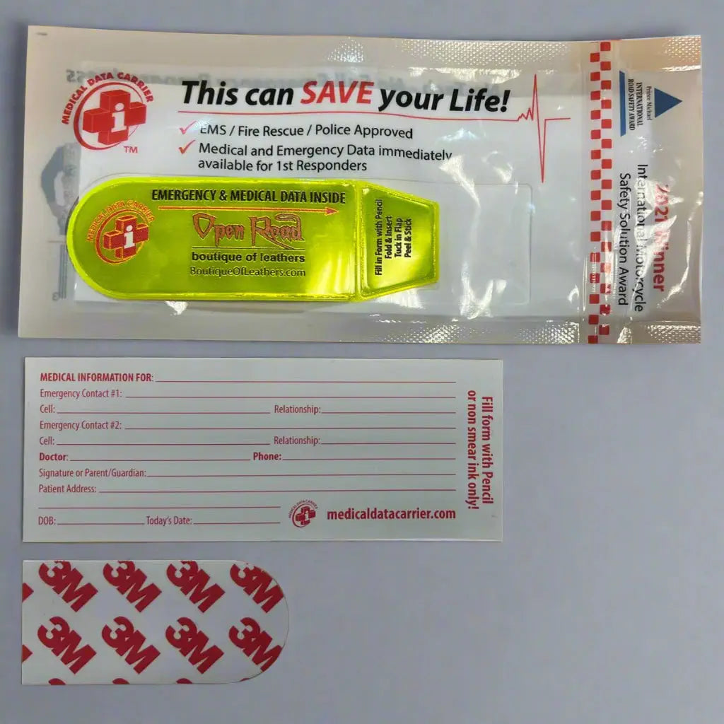 Medical Data Carrier – Essential Emergency ID for Riders & First Responders Helmet Accessories Boutique of Leathers/Open Road