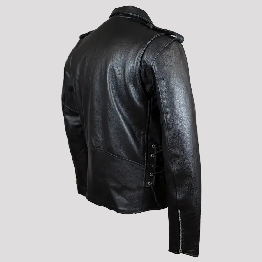 Men's Tall Classic Side Lace Leather Motorcycle Jacket Men's Motorcycle Jackets Boutique of Leathers/Open Road