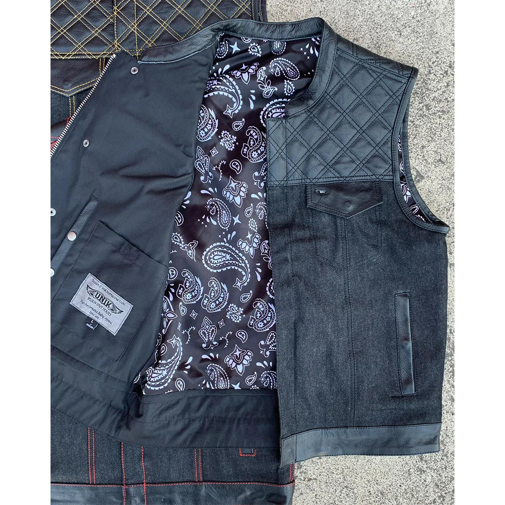 Open Road Men's Denim & Leather Club Vest - Boutique of Leathers/Open Road