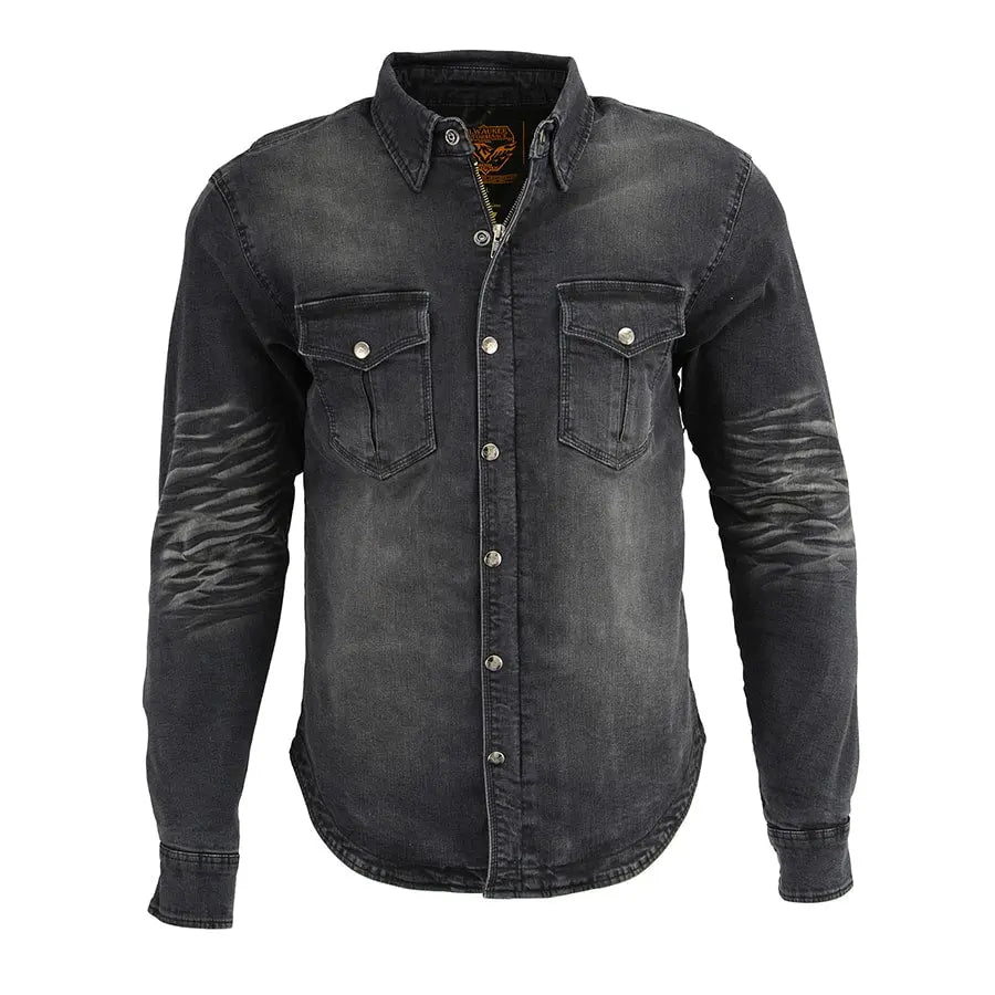 Milwaukee Leather Men's Faded Denim Armored Shirt Jacket Men's Armoured Shirts Boutique of Leathers/Open Road