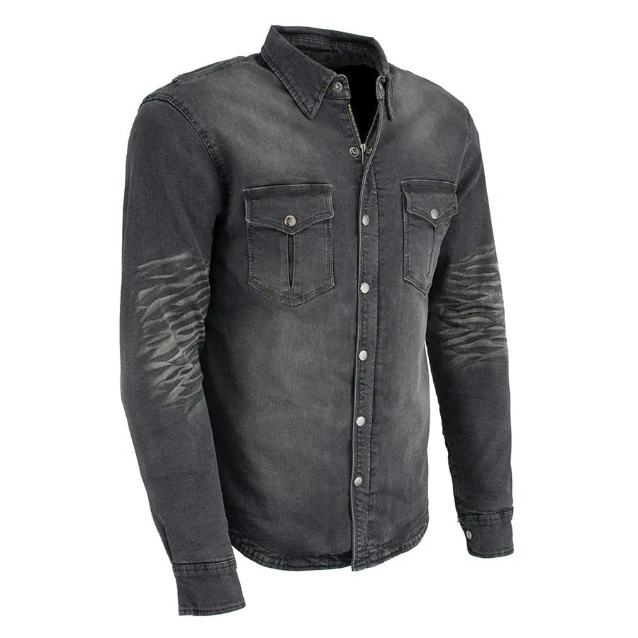 Milwaukee Leather Men's Faded Denim Armored Shirt Jacket Men's Armoured Shirts Boutique of Leathers/Open Road
