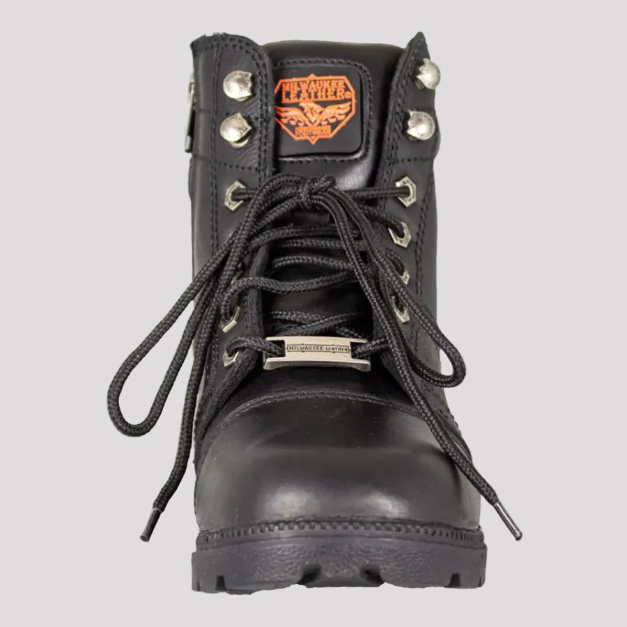 Milwaukee Leather Women's Side Zip Lace Up Motorcycle Boots - Boutique of Leathers/Open Road