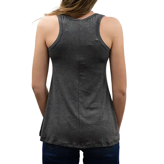 Mineral Wash Tank with Symmetrical Steer Head Design and Rhinestone Embellishments Women's Shirts & Tees Boutique of Leathers/Open Road