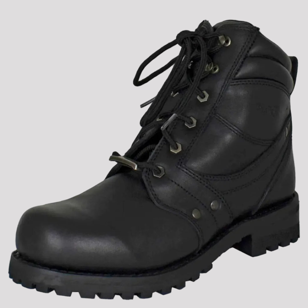 Black Platform Lace-Up Motorcycle Boots