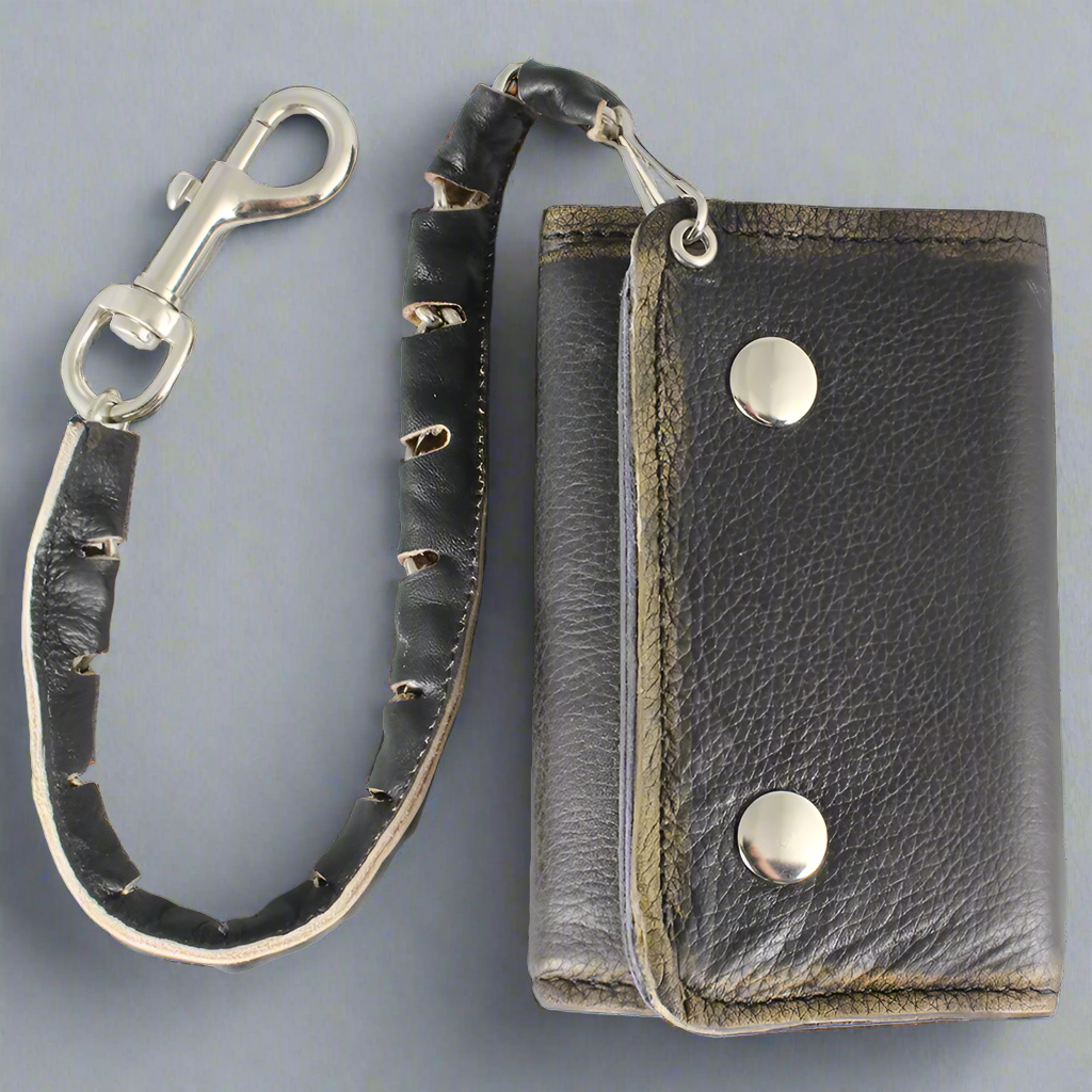 Open Road Men's Chrome Plated Chain Leather Wallet - Boutique of Leathers/Open Road