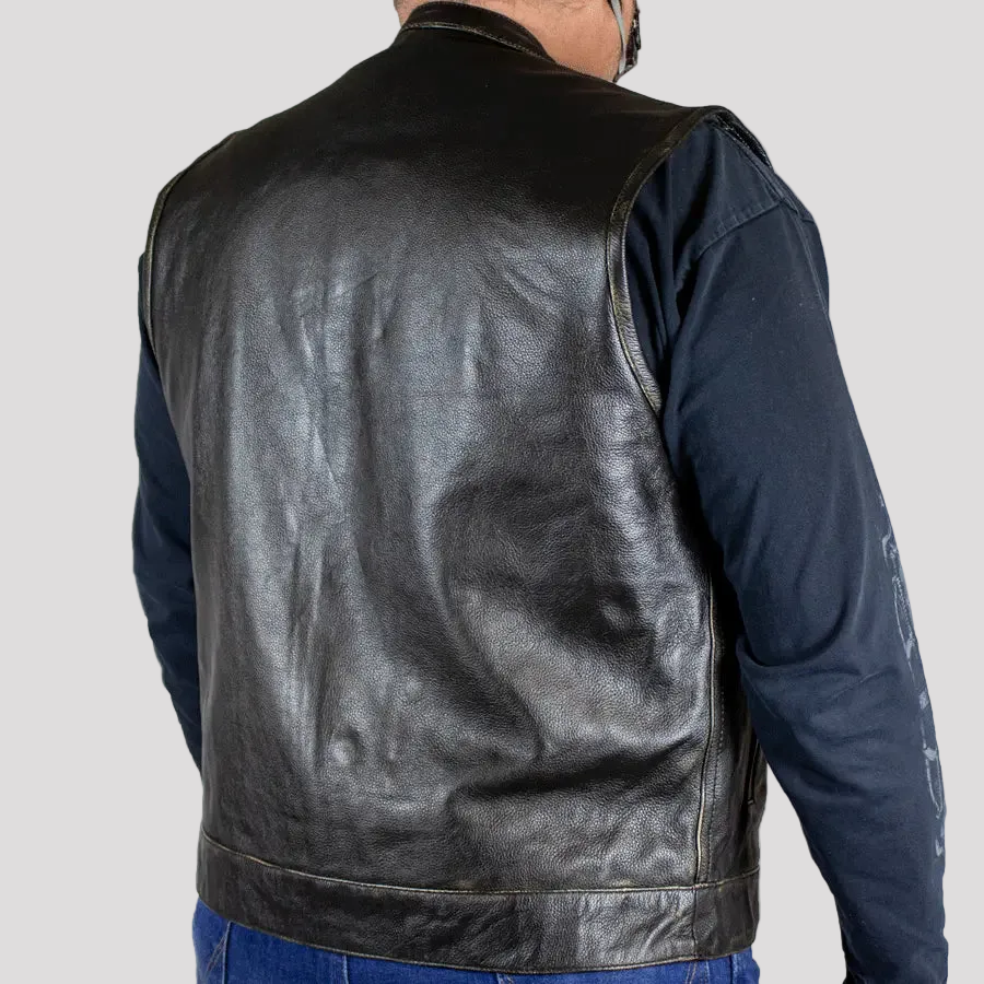 Open Road Men's Distressed Leather Club Vest Men's Vests Boutique of Leathers/Open Road