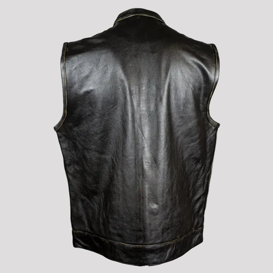 Open Road Men's Distressed Leather Club Vest Men's Vests Boutique of Leathers/Open Road