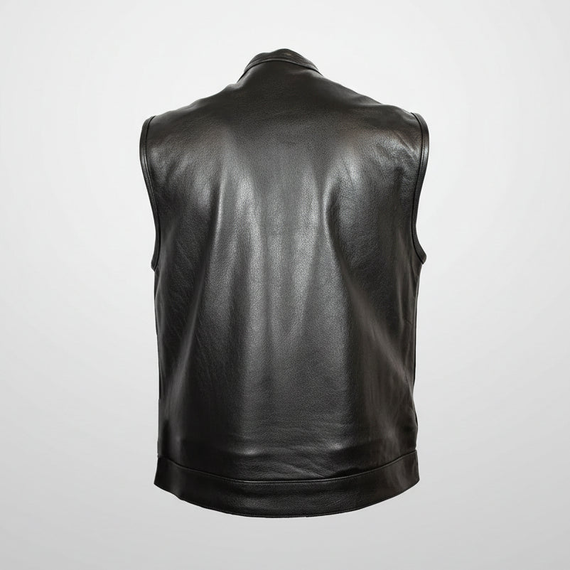 Open Road Men's Flannel Lined Leather Club Vest - Boutique of Leathers/Open Road