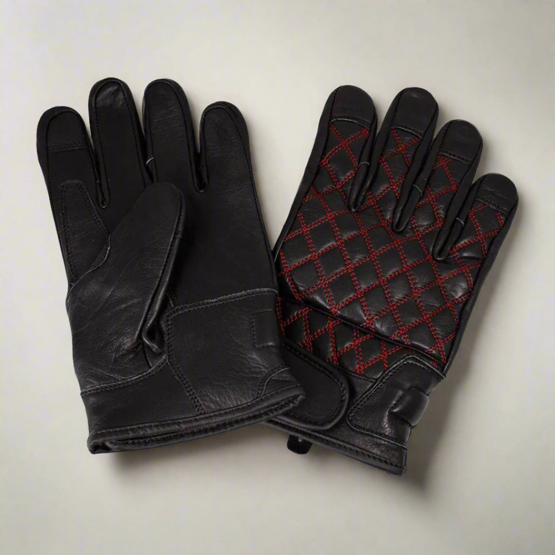 Open Road Men's Leather with Diamond Stitch Gloves Men's Motorcycle Gloves Boutique of Leathers/Open Road