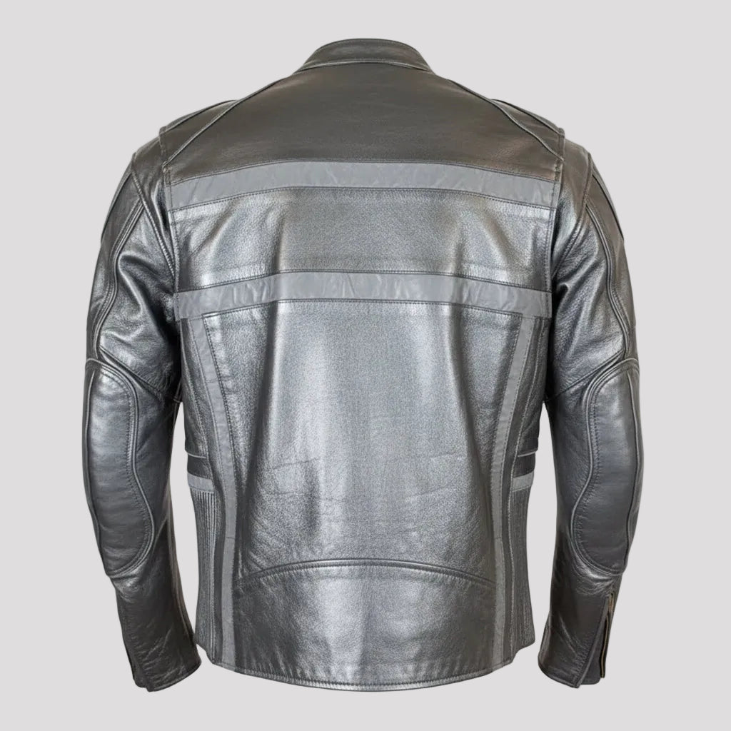 Open Road Men's Reflective Piping Leather Motorcycle Jacket - Boutique of Leathers/Open Road