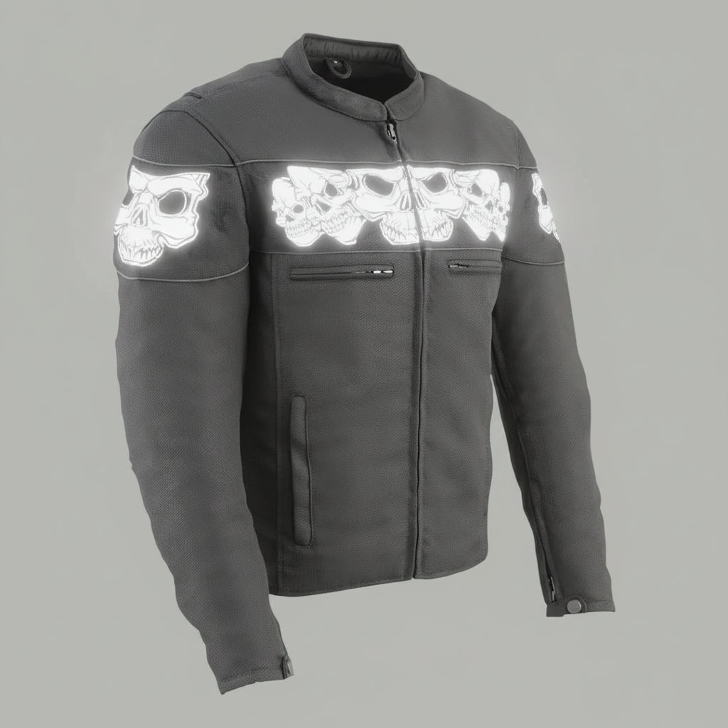 Open Road Men's Reflective Skull Cordura Motorcycle Jacket Men's Motorcycle Jackets Boutique of Leathers/Open Road