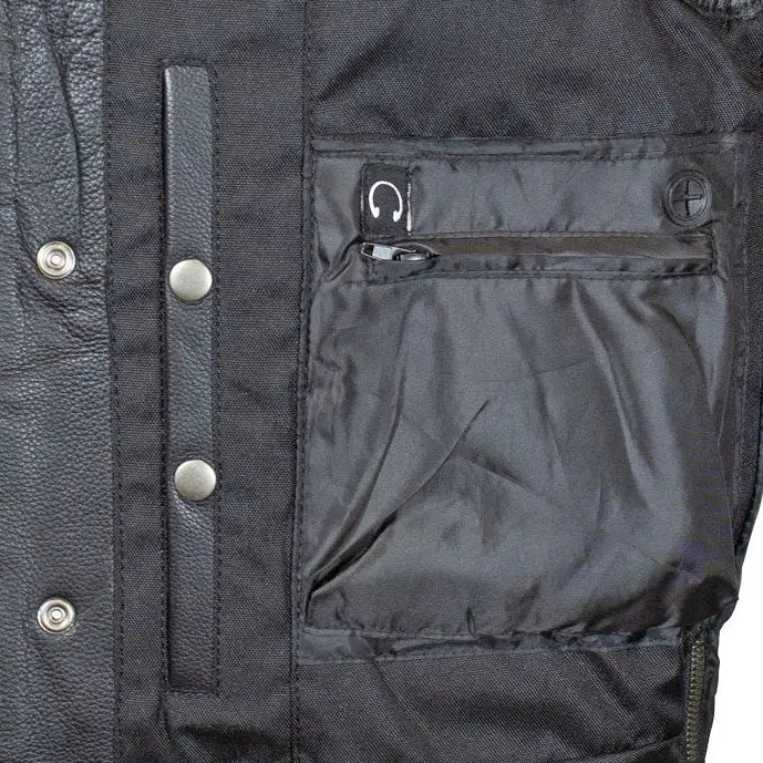Open Road Men's Upside Leather Vest with Stitched Diamonds