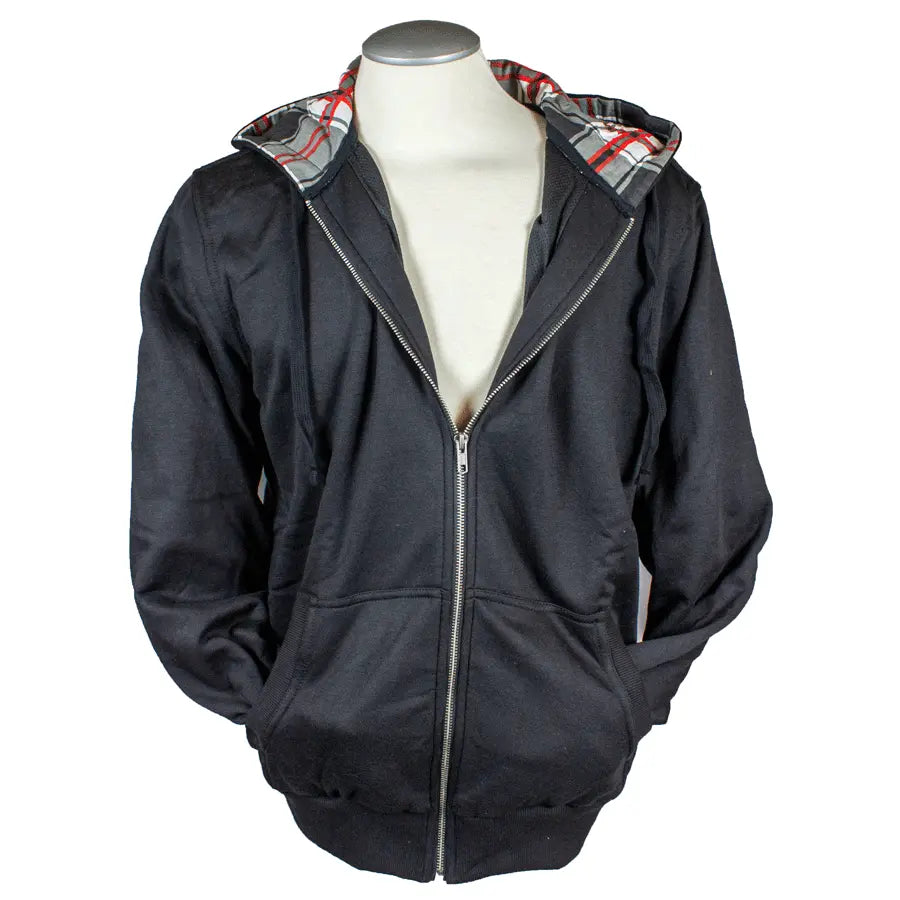 Open Road Men's Zip Up Hoodie with Checkered Hood Men's Hoodies & Sweatshirts Boutique of Leathers/Open Road