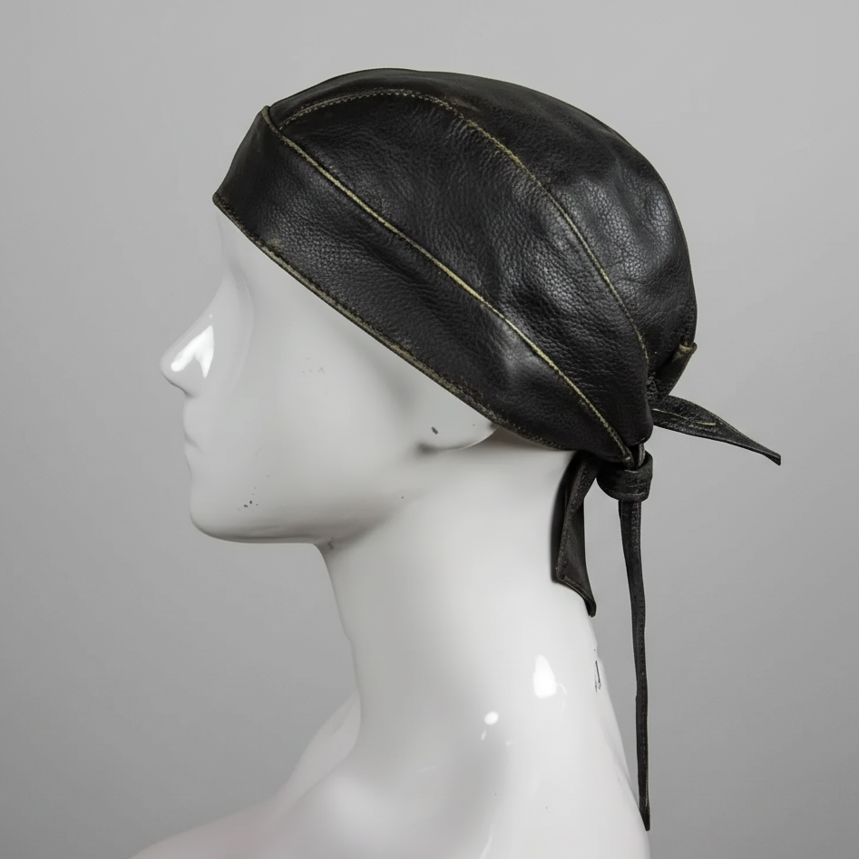 Open Road Rub Off Brown Leather Skull Cap Bandanas & Headties Boutique of Leathers/Open Road