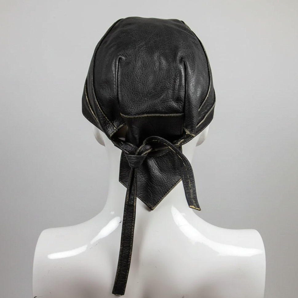 Open Road Rub Off Brown Leather Skull Cap Bandanas & Headties Boutique of Leathers/Open Road