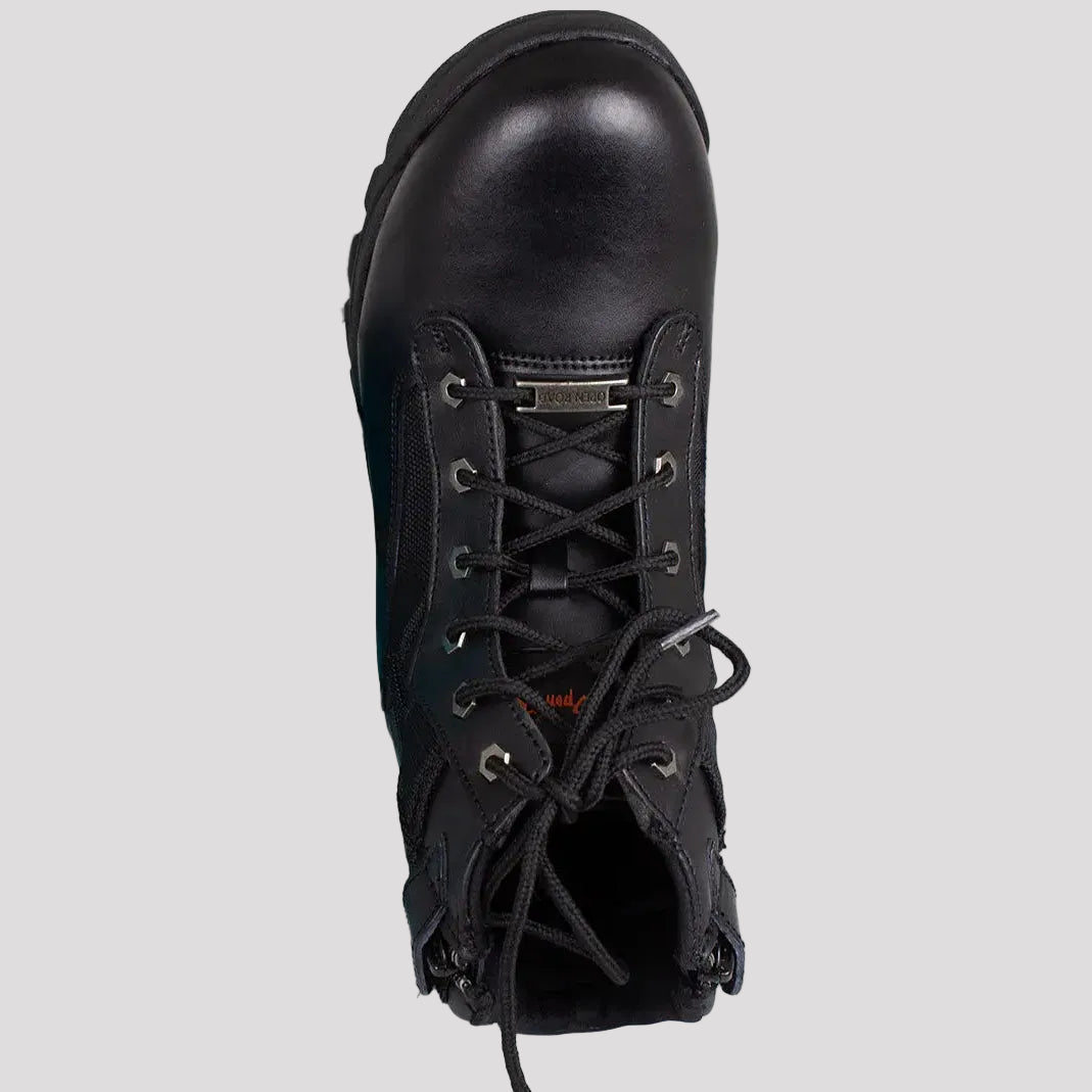 Open Road Women's Black Leather Tactical Lace-Up Boots with Side Zippers Entry Women's Motorcycle Boots Boutique of Leathers/Open Road