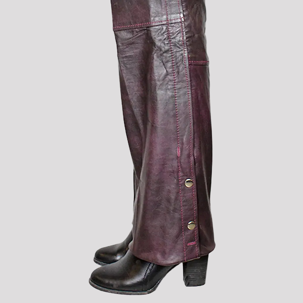Open Road Women's Dark Purple Wash Leather Chaps Women's Motorcycle Pants & Chaps Boutique of Leathers/Open Road