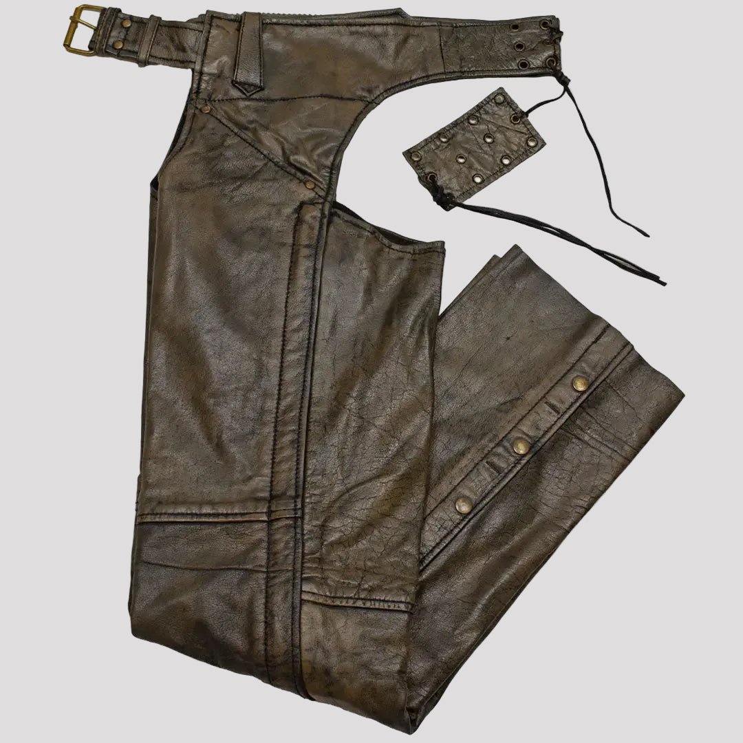 Open Road Women's Distressed Brown Leather Chaps Women's Motorcycle Pants & Chaps Boutique of Leathers/Open Road