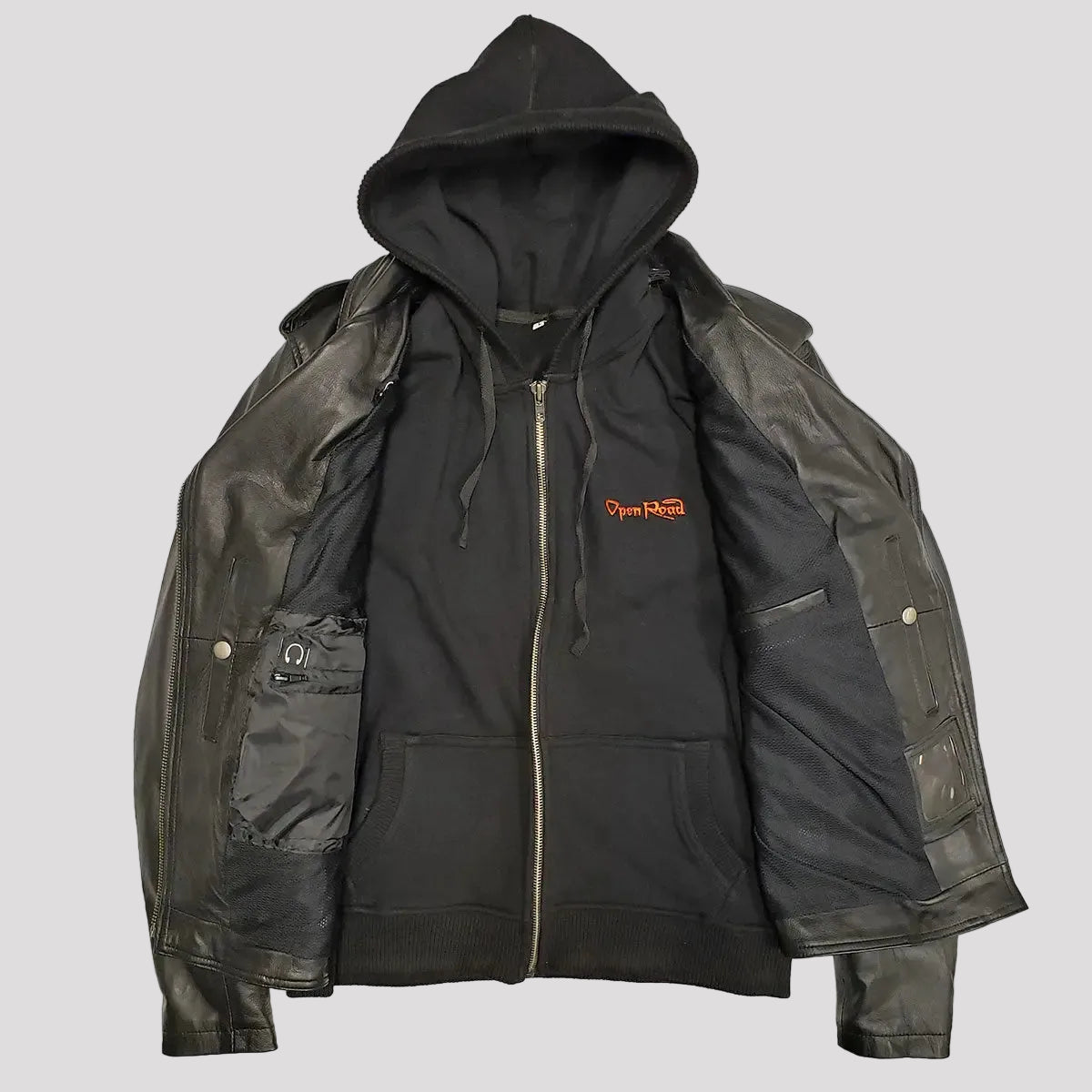 Open Road Women's Hooded Classic Leather Motorcycle Jacket - Boutique of Leathers/Open Road