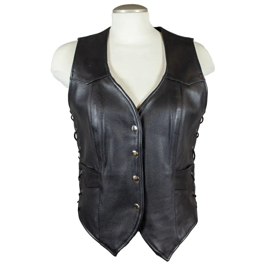 Black leather vest for womens discount