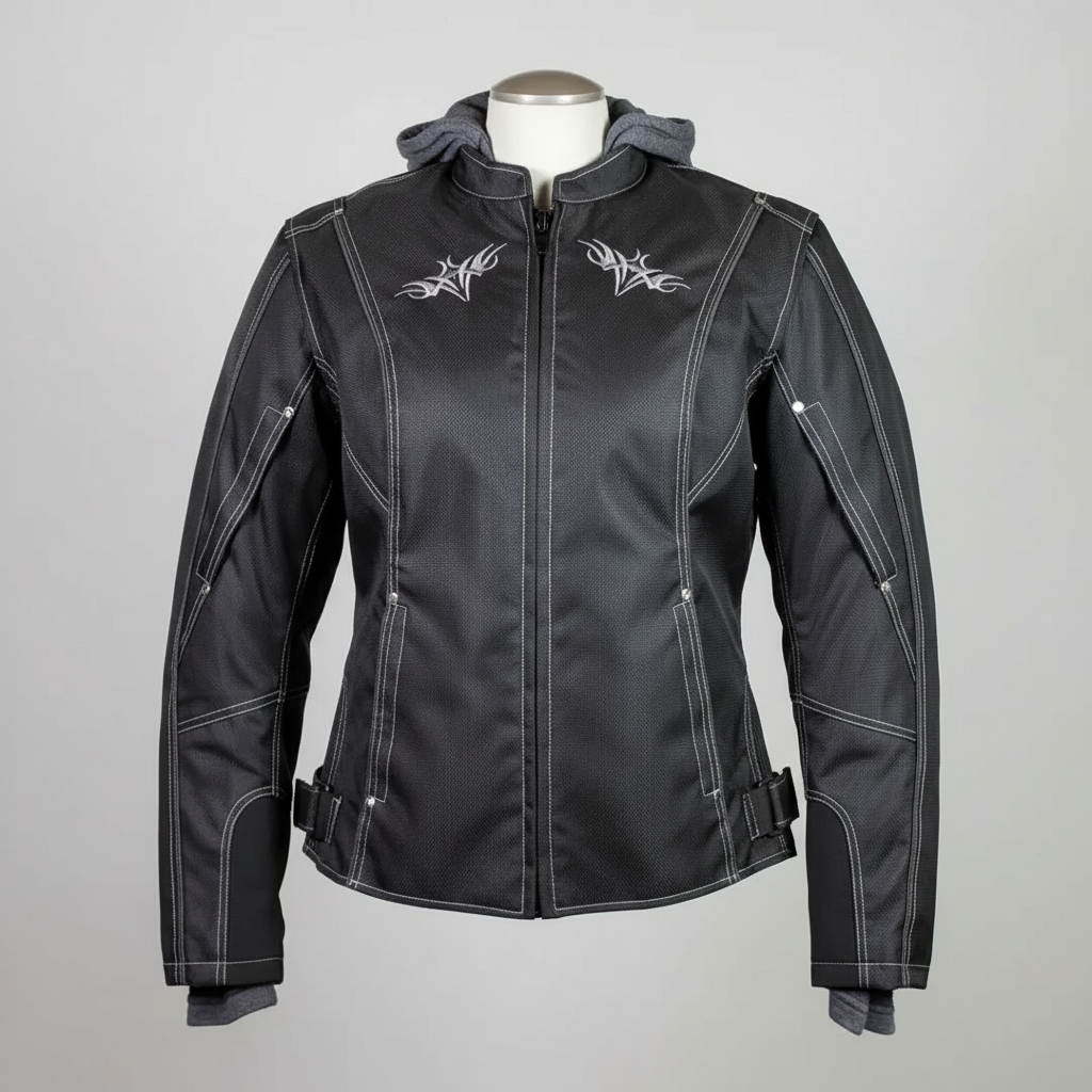Open Road Women's Zip-Out Hoodie Reflective Textile Motorcycle Jacket Women's Armoured Shirts Boutique of Leathers/Open Road