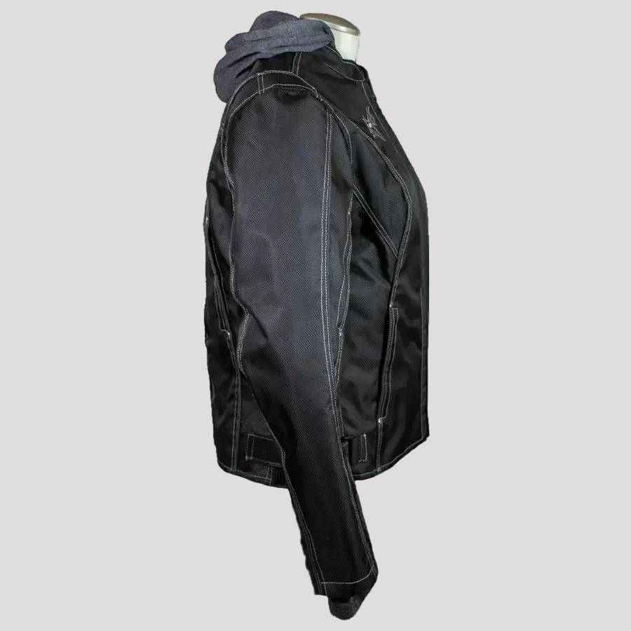 Open Road Women's Zip-Out Hoodie Reflective Textile Motorcycle Jacket Women's Armoured Shirts Boutique of Leathers/Open Road