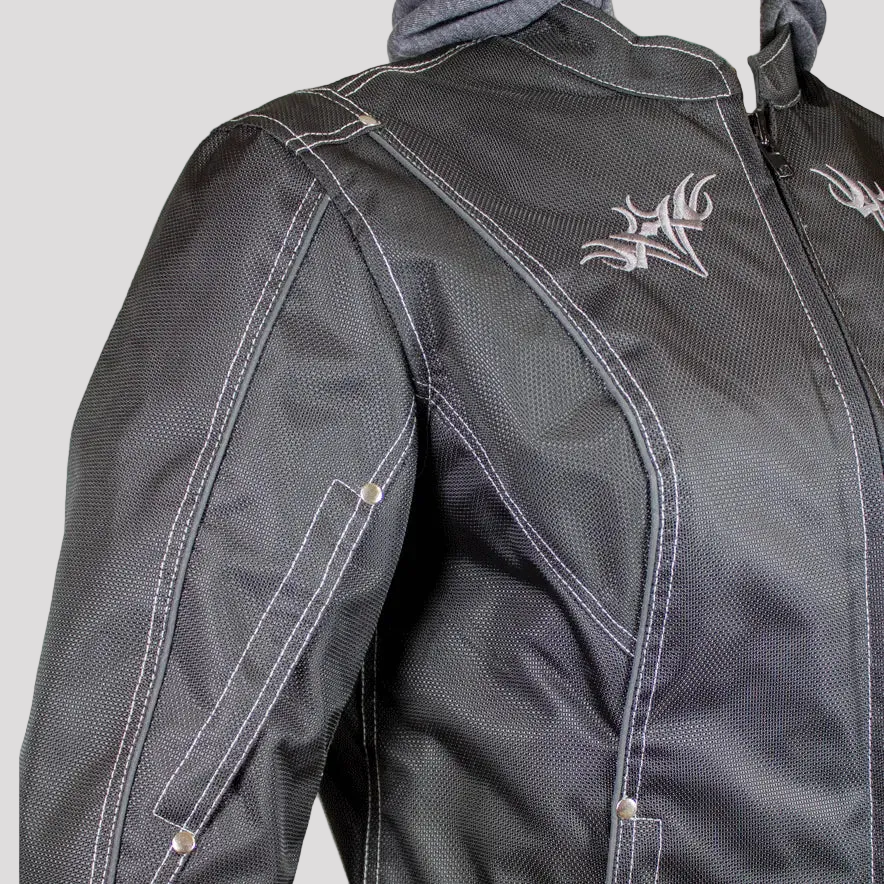 Open Road Women's Zip-Out Hoodie Reflective Textile Motorcycle Jacket Women's Armoured Shirts Boutique of Leathers/Open Road