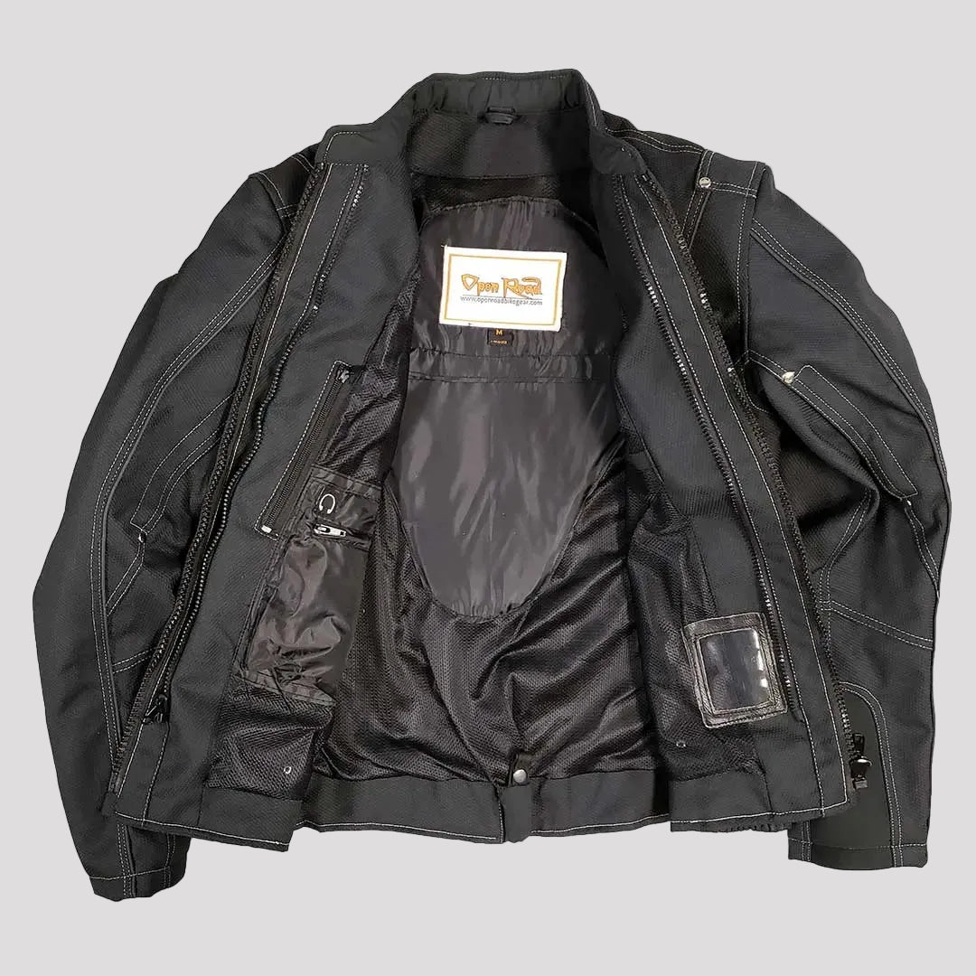 Open Road Women's Zip-Out Hoodie Reflective Textile Motorcycle Jacket - Boutique of Leathers/Open Road