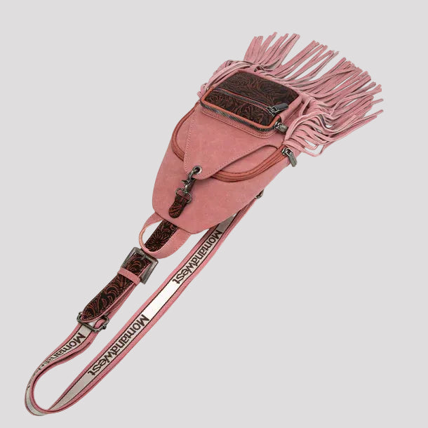 Montana West Tooled Fringe Sling Bag. Western PU Leather Floral Crossbody with Adjustable Strap - Boutique of Leathers/Open Road