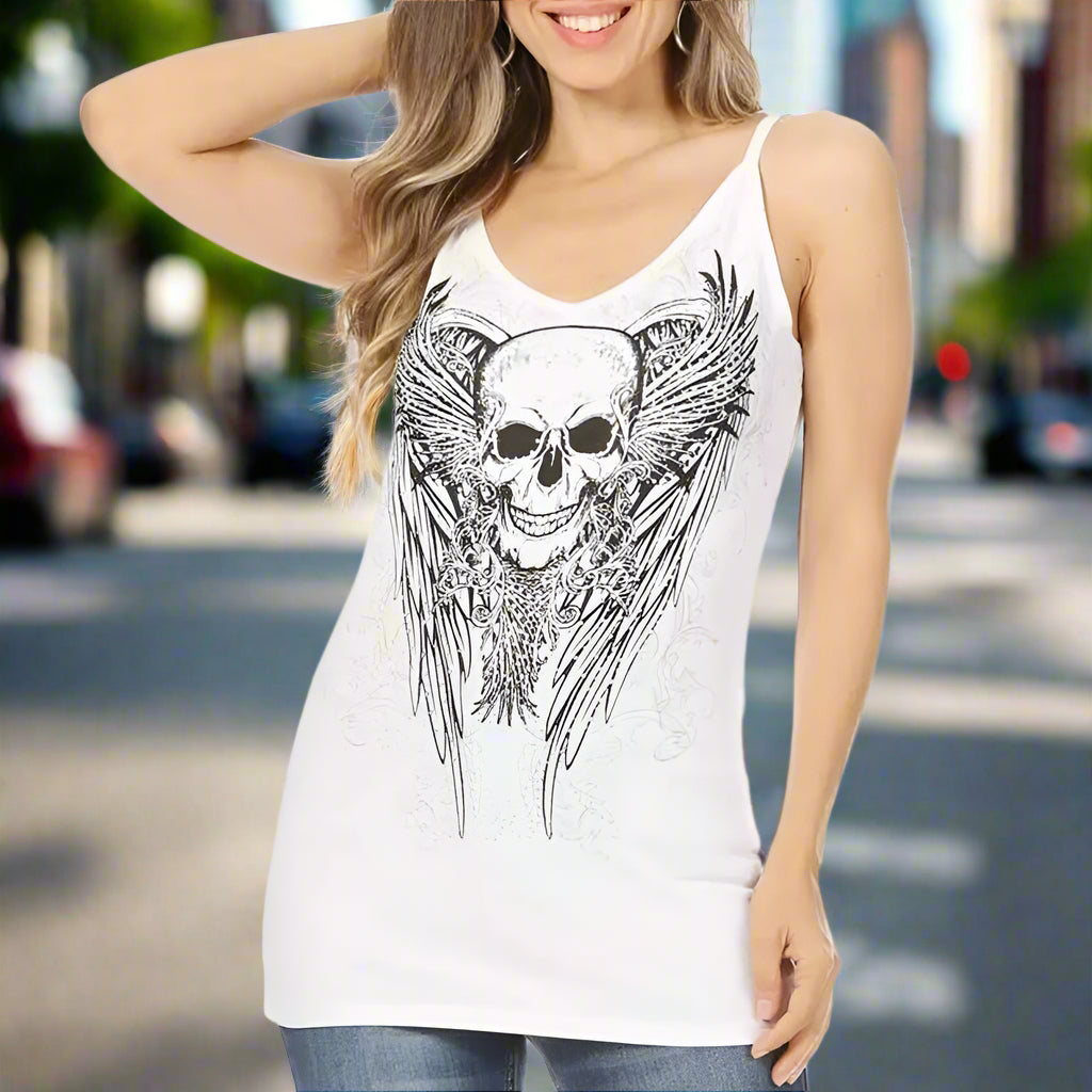 Platinum Plush Women's Skull & Wings Tank Top - Boutique of Leathers/Open Road