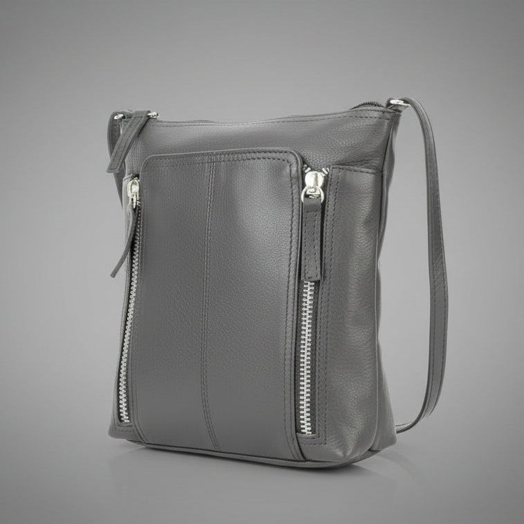 Slim Leather Crossbody. Small Vertical Zip Women’s Bag with Adjustable Strap - Boutique of Leathers/Open Road