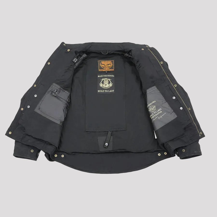 Milwaukee Leather Men's Black Armored Biker Shirt w/ Reinforced Fibers Men's Armoured Shirts Boutique of Leathers/Open Road