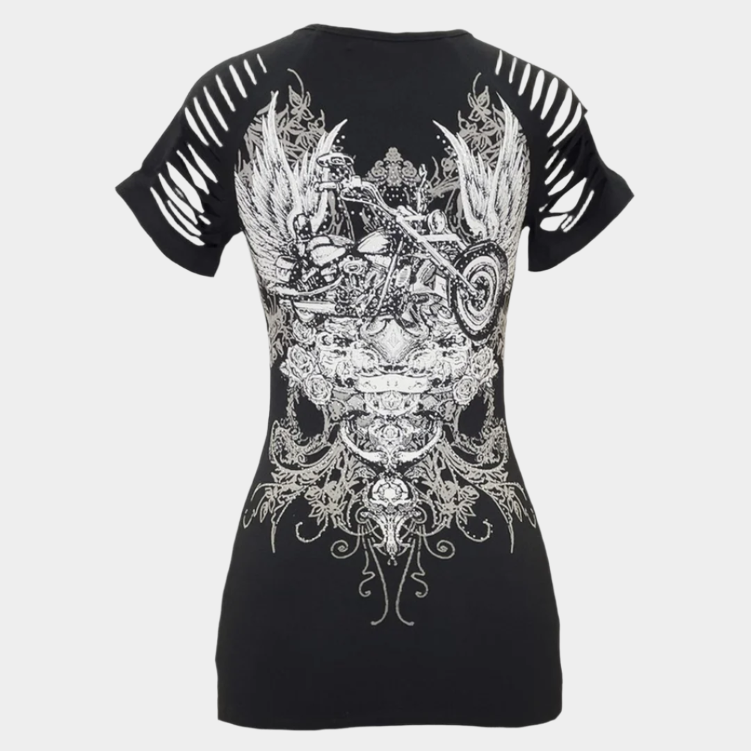 Women's Skull & Wings Tank Top with Rhinestones - Boutique of Leathers/Open Road