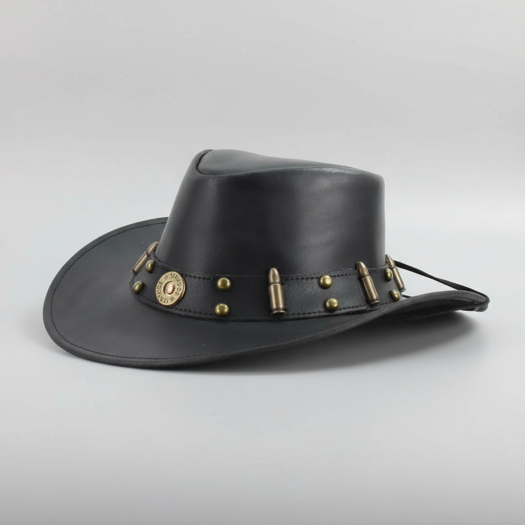 Shapeable Cowboy Hat with 12 Gauge Bullet Slice & Embellishments