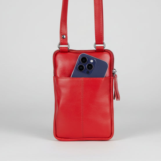 Greenwood Leather Compact Mini Crossbody. Slim Full-Grain Leather Phone Bag & Travel Organizer - Boutique of Leathers/Open Road