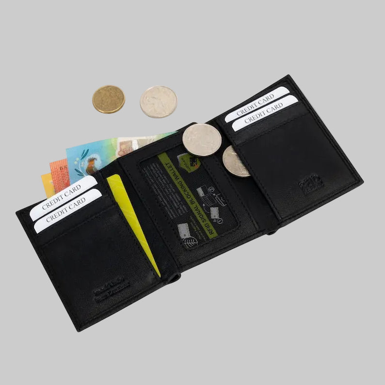 Greenwood Leather Men’s Tri-Fold RFID Wallet