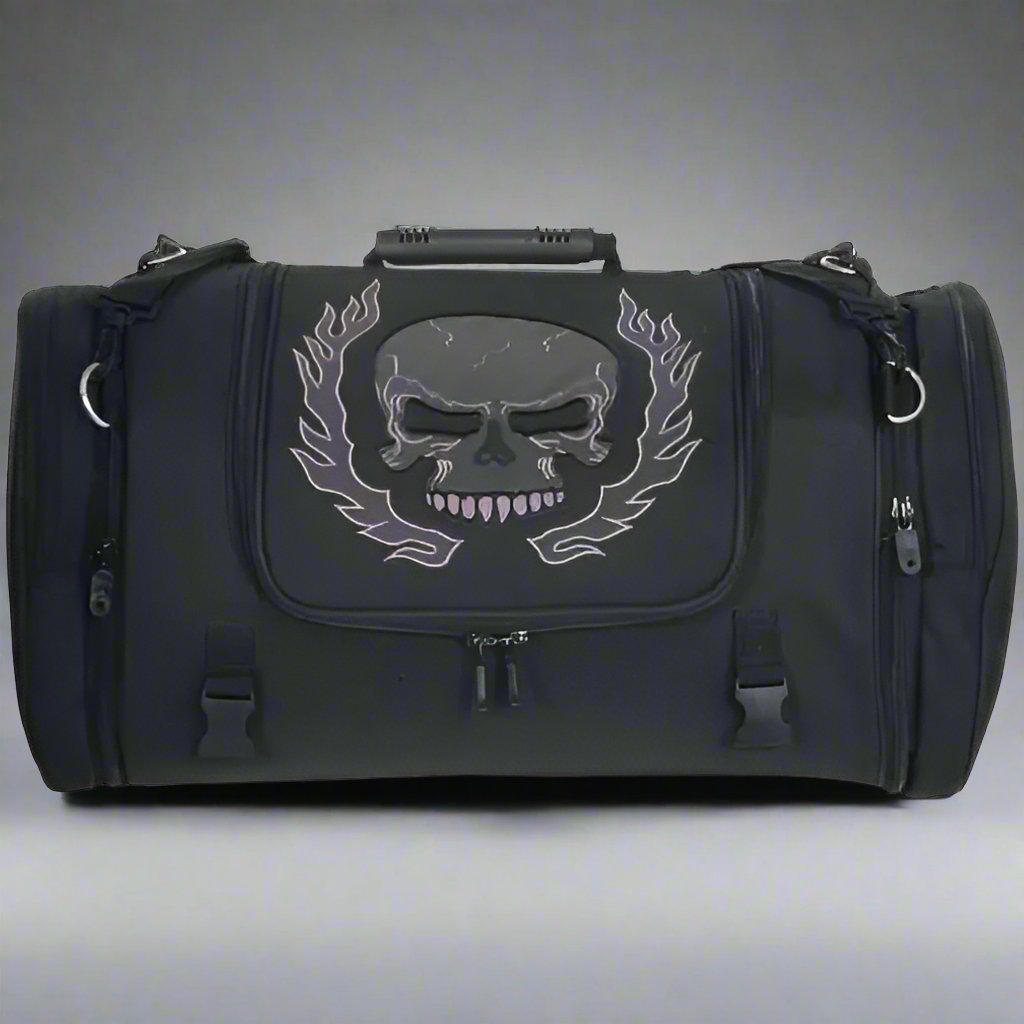 Skull Embroidered Travel Duffle Bag - Boutique of Leathers/Open Road