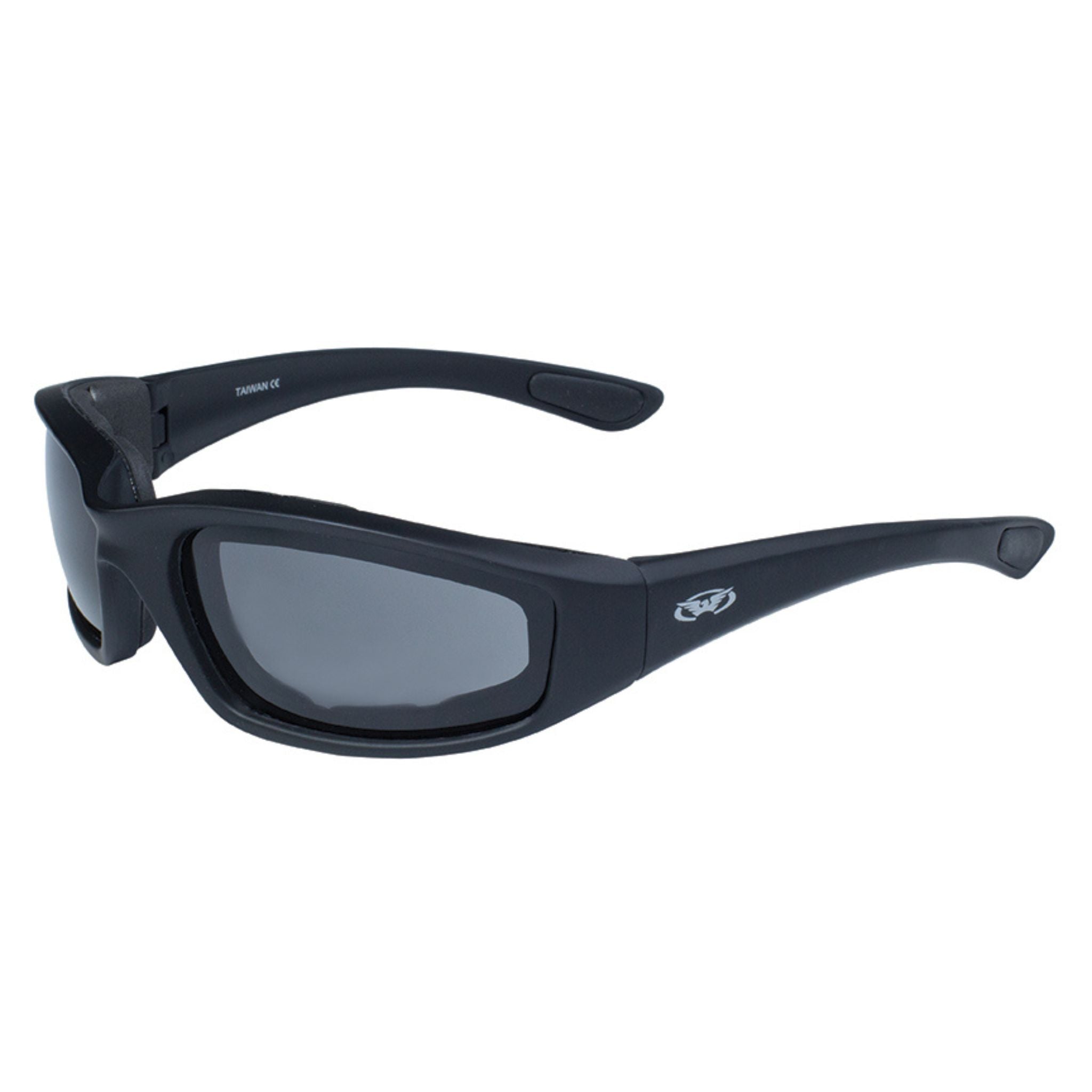 Global Vision Kickback Padded Motorcycle Sunglasses. Matte Black Soft-Touch Riding Glasses