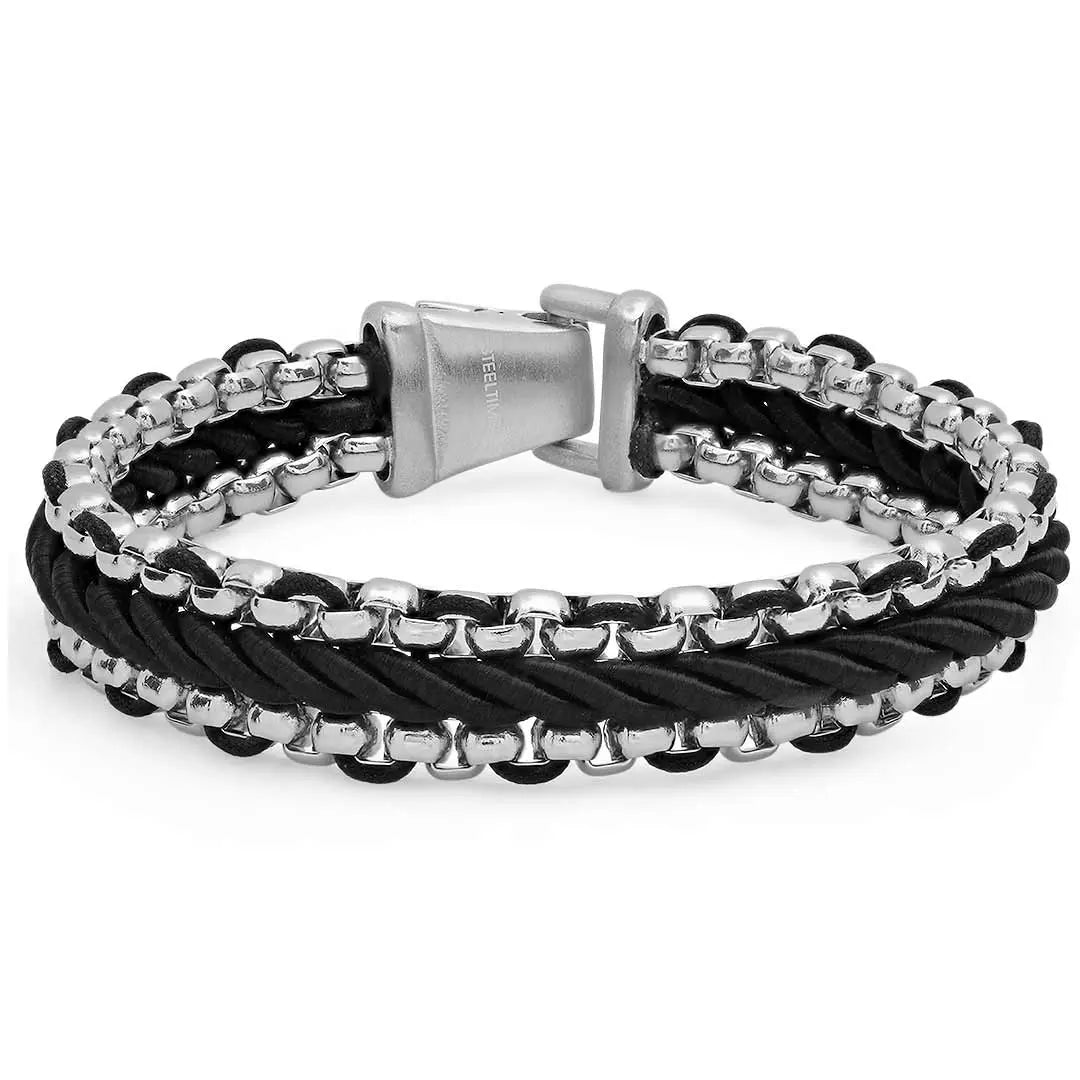 Steeltime Black Cord Twist Bracelet - Boutique of Leathers/Open Road