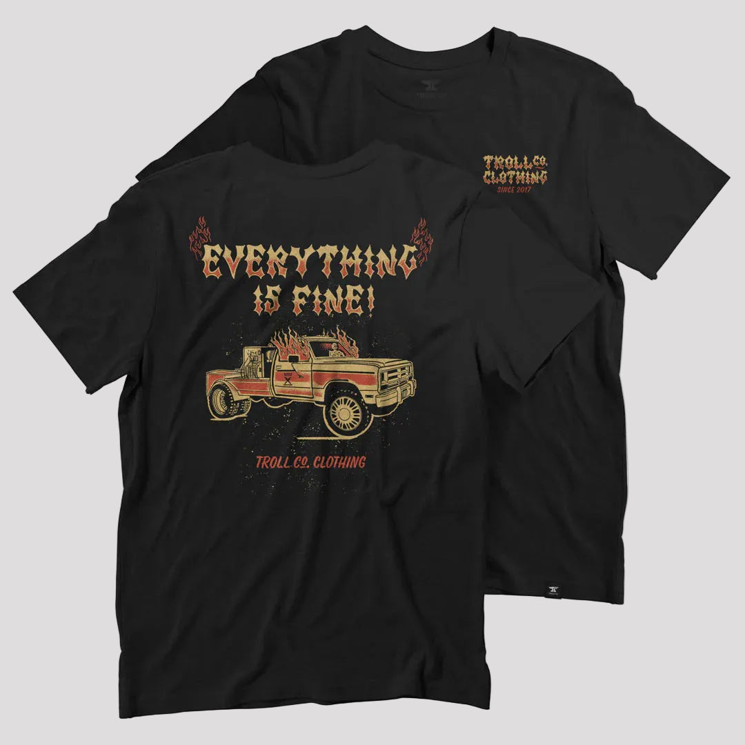 DHCM Men's Everything Is Fine Graphic T-Shirt | Durable Workwear Tee