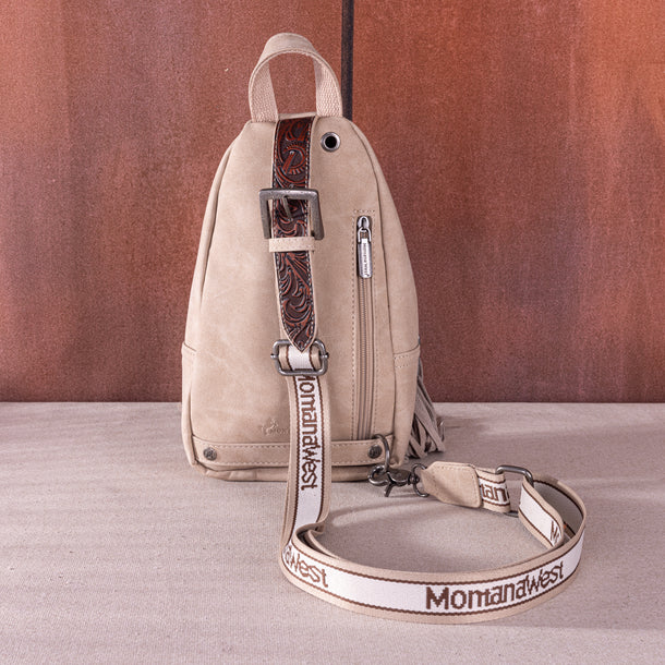 Montana West Tooled Fringe Sling Bag. Western PU Leather Floral Crossbody with Adjustable Strap - Boutique of Leathers/Open Road