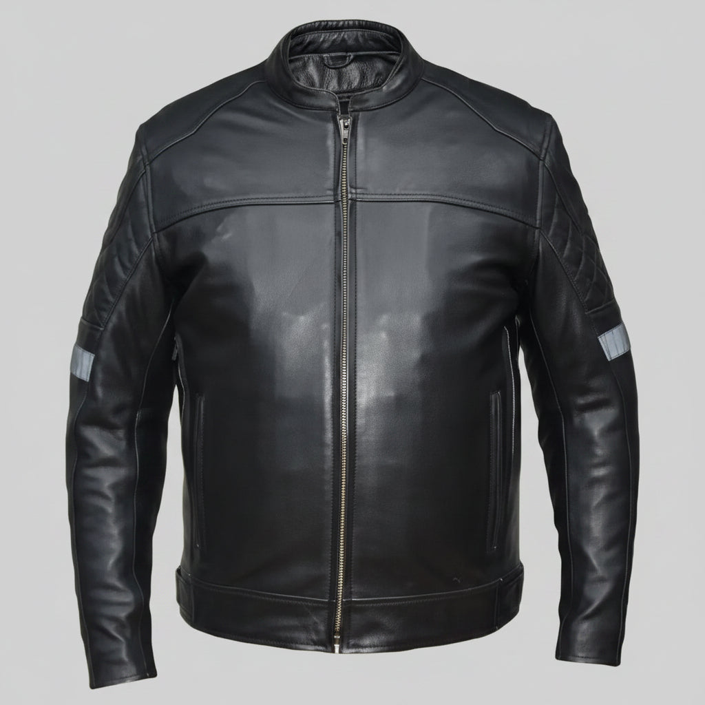 Unik International Men's Reflective Stripe Motorcycle Jacket Men's Motorcycle Jackets Boutique of Leathers/Open Road