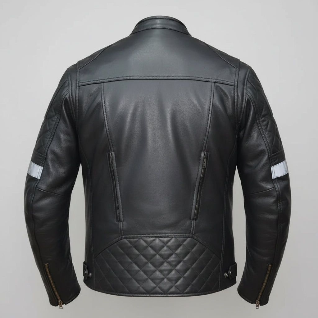 Unik International Men's Reflective Stripe Motorcycle Jacket - Boutique of Leathers/Open Road