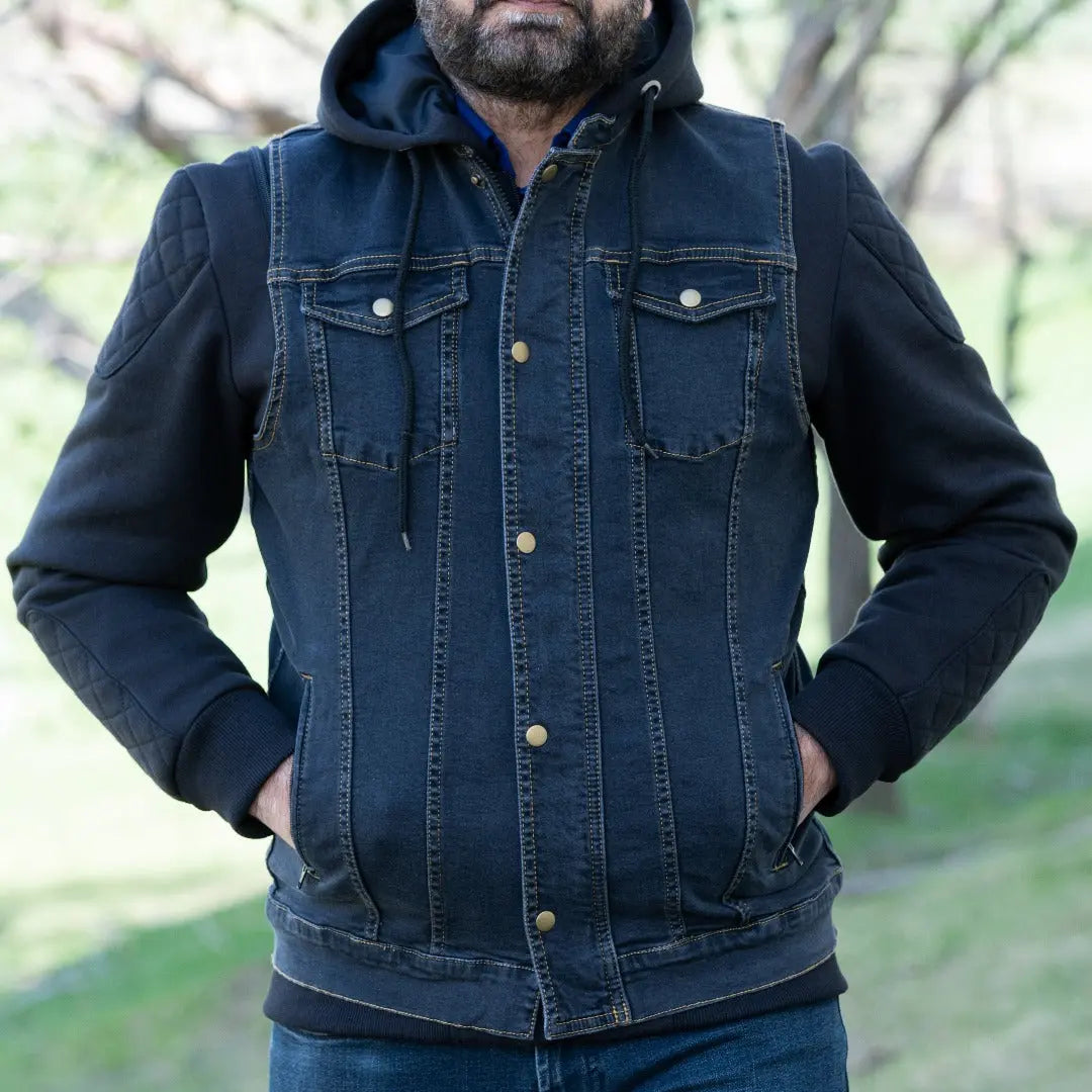 Versatile Denim Vest with Hoodie Men's Hoodies & Sweatshirts Boutique of Leathers/Open Road