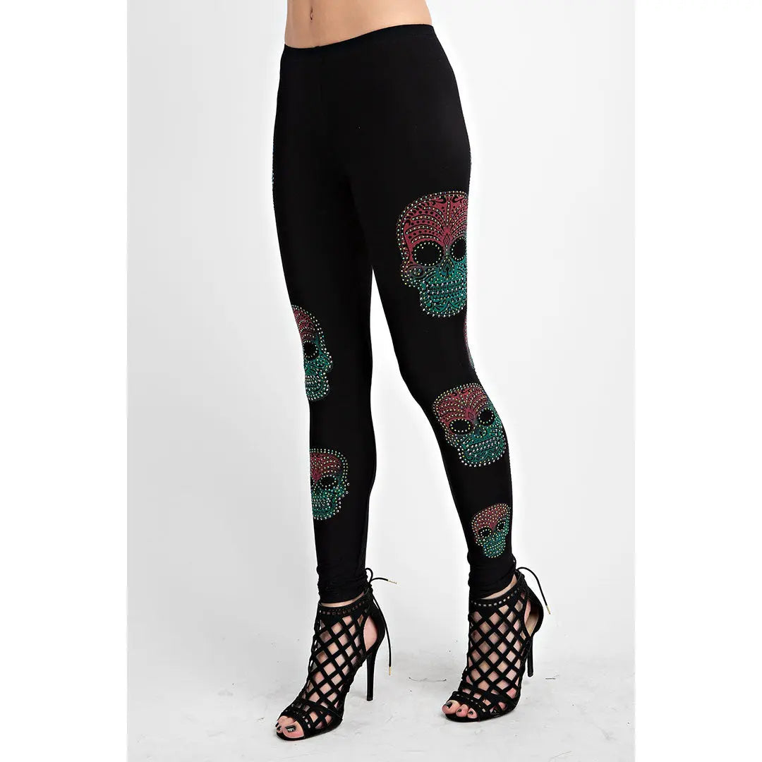 Black skull leggings hotsell